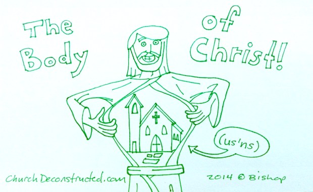 Jesus opens robe to show the Body of Christ wear his torso would be